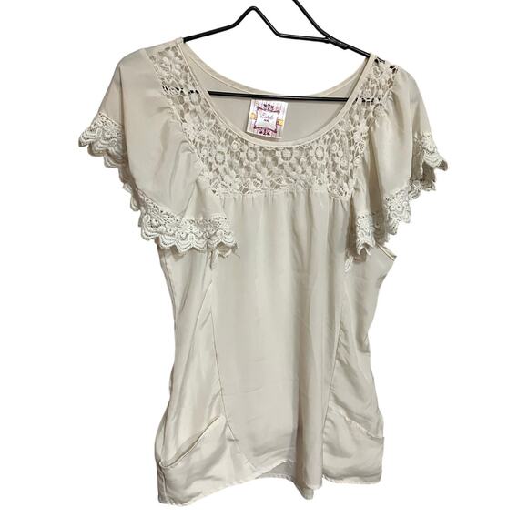 Estilo NYC Women's M White Inset Lace 100% Polyester Made in India Pockets - Picture 1 of 8